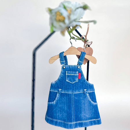 Джинсовый сарафан на куклу Paola Reina и кукол 32-35 см, карманы, "затертости"